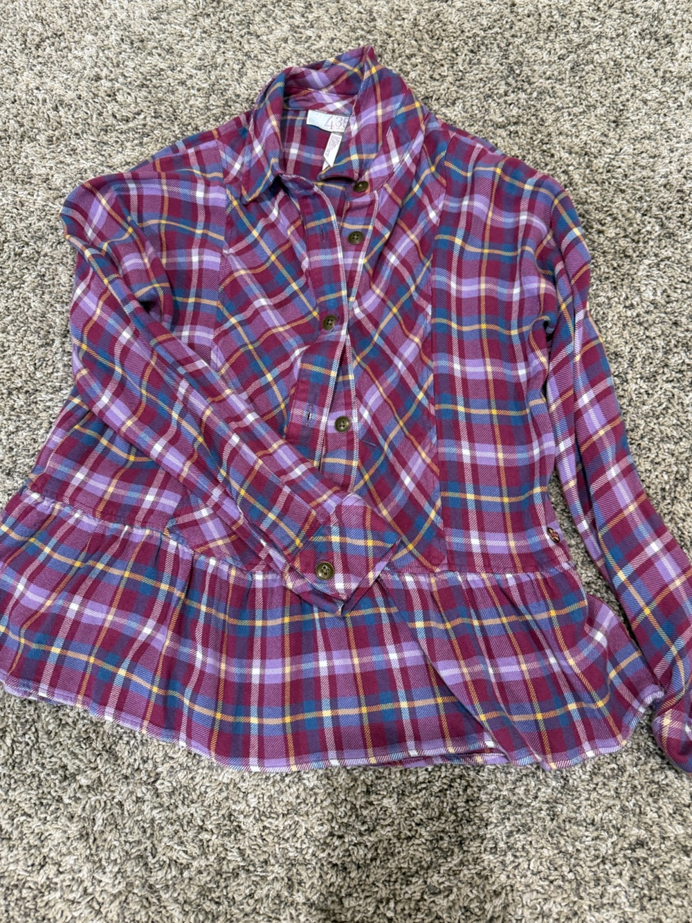 Matilda Jane Maroon, Blue and Yellow Plaid Shirt